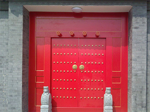 门源中国传统四合院系列朱红色中式木制大门木作